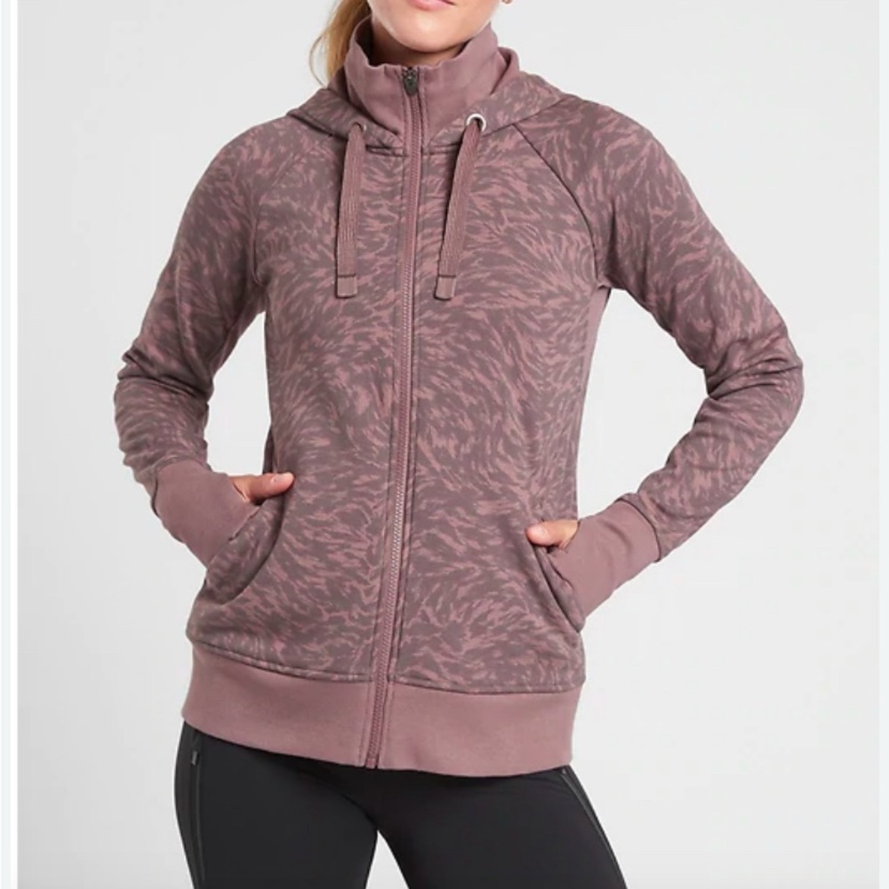 Women's ATHLETA Sz L Mauve Patterned Hoodie